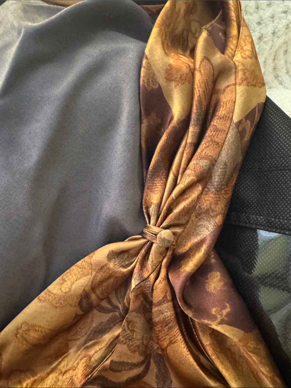 Mirror Palais Gold Brown Paisley Satin Cowl-Neck Maxi Dress - Picture 7 of 8